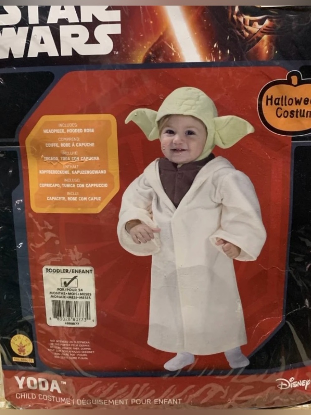 New Star Wars Yoda boy or girl size 24 month hooded robe and headpiece costume